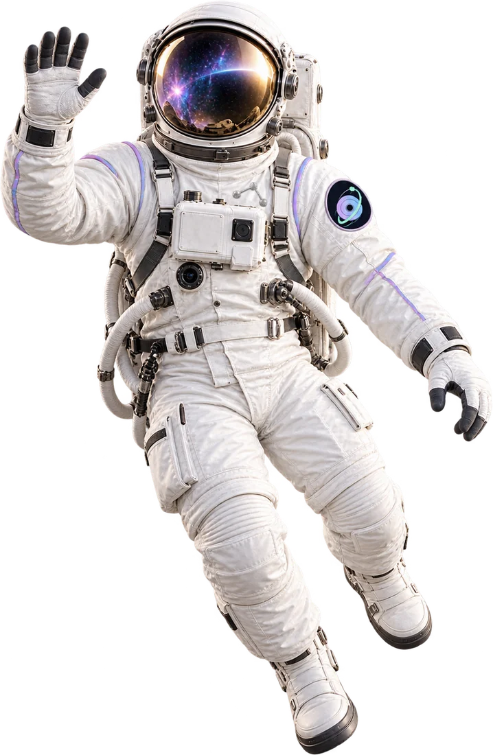 Der CosmoBloc-Astronaut winkt